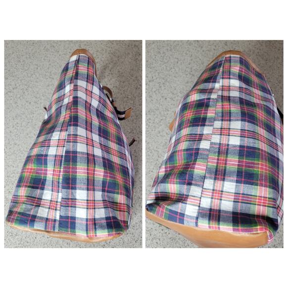 Tommy Hilfiger Madras Plaid Faux Leather Preppy Americana Tote Shoulder Bag 2011 - Picture 5 of 12